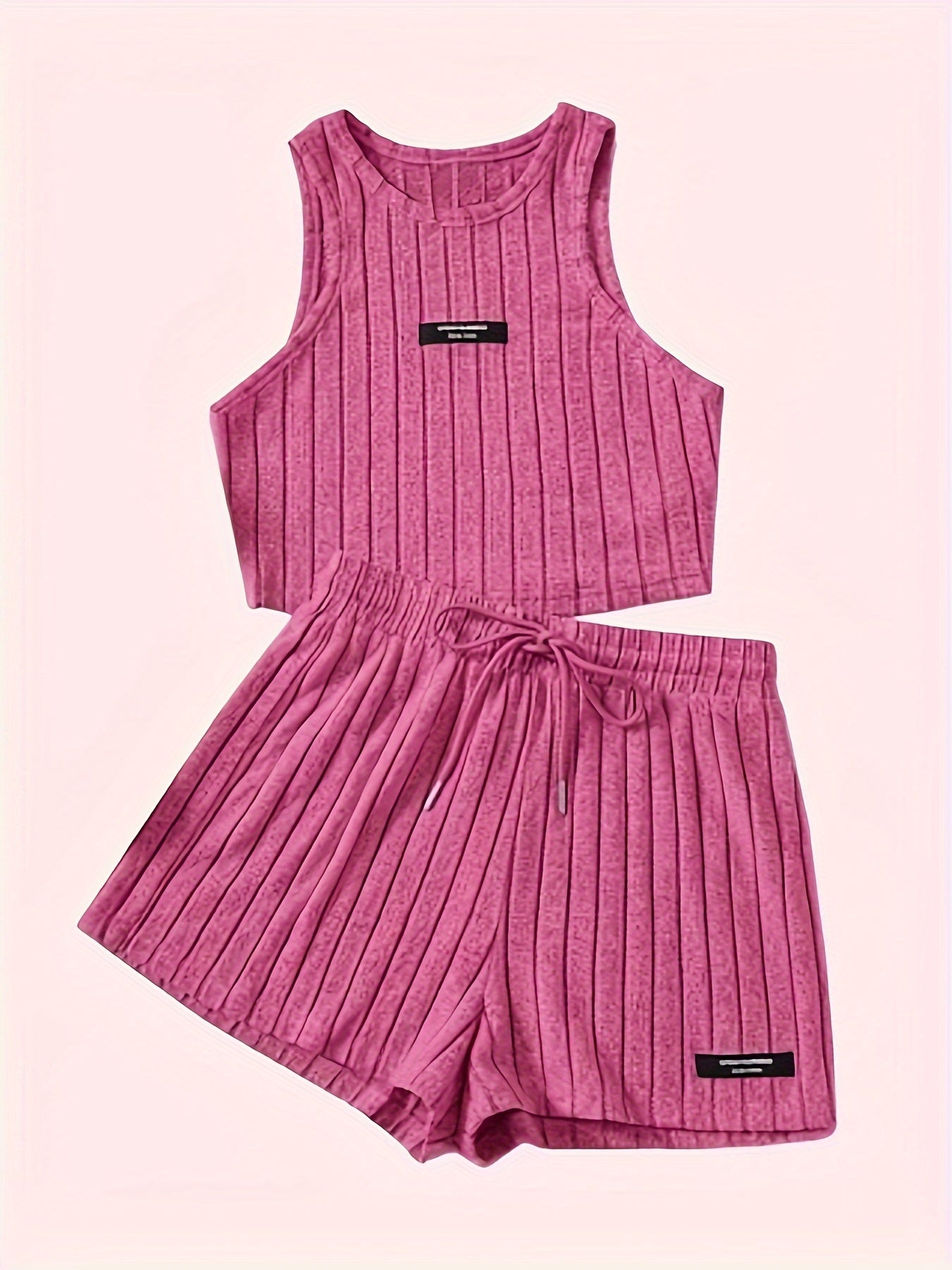 Elegant Directional Fashion Women'S Striped Skin-Friendly Tank Top And Shorts Set
